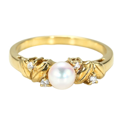 【中古】MIKIMOTOミキモト K18YG AKOYA PEARL RING アコヤパールリング 5.2mm径 D 3.7g #15 ONE PRICE RING