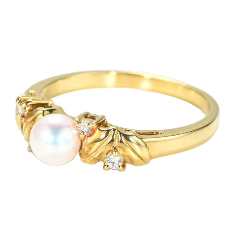 【中古】MIKIMOTOミキモト K18YG AKOYA PEARL RING アコヤパールリング 5.2mm径 D 3.7g #15 ONE PRICE RING