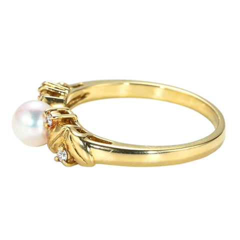 【中古】MIKIMOTOミキモト K18YG AKOYA PEARL RING アコヤパールリング 5.2mm径 D 3.7g #15 ONE PRICE RING
