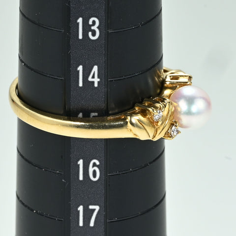 【中古】MIKIMOTOミキモト K18YG AKOYA PEARL RING アコヤパールリング 5.2mm径 D 3.7g #15 ONE PRICE RING