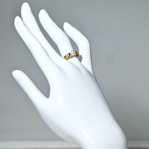【中古】MIKIMOTOミキモト K18YG AKOYA PEARL RING アコヤパールリング 5.2mm径 D 3.7g #15 ONE PRICE RING