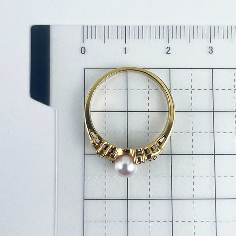 【中古】MIKIMOTOミキモト K18YG AKOYA PEARL RING アコヤパールリング 5.2mm径 D 3.7g #15 ONE PRICE RING