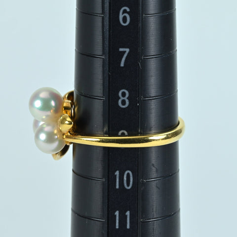 【中古】MIKIMOTOミキモト K18YG AKOYA PEARL RING アコヤパールリング P4.6-5.7mm 3.2g #9 ONE PRICE