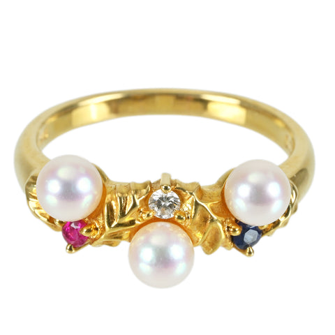 【中古】TASAKI タサキ K18YG AKOYA PEARL RING アコヤパールリング P4.0mm D0.02ct 3.9g ONE PRICE