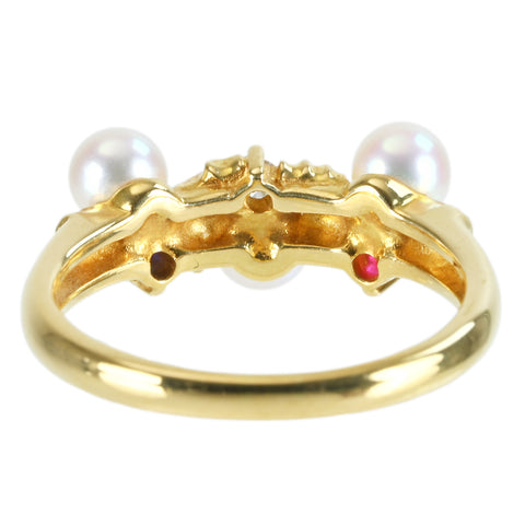 【中古】TASAKI タサキ K18YG AKOYA PEARL RING アコヤパールリング P4.0mm D0.02ct 3.9g ONE PRICE