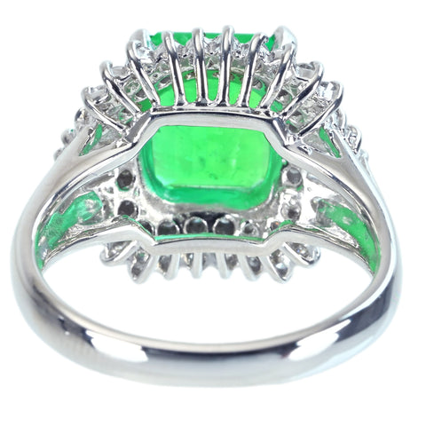 【中古】PT900 EMERALD エメラルドリング RING E2.10ct D0.50ct D0.20ct 7.5g #8.5