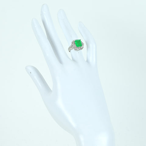 【中古】PT900 EMERALD エメラルドリング RING E2.10ct D0.50ct D0.20ct 7.5g #8.5