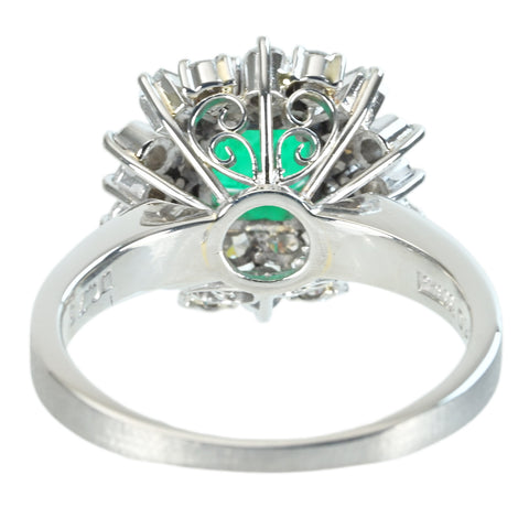 【中古】 PT900 EMERALD エメラルドリング RING E0.96ct D0.75ct D0.38ct 7.8g #13 手作り（Hand Made）品