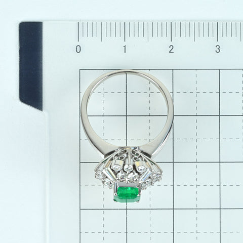 【中古】 PT900 EMERALD エメラルドリング RING E0.96ct D0.75ct D0.38ct 7.8g #13 手作り（Hand Made）品