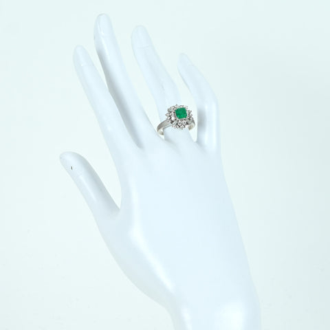 【中古】 PT900 EMERALD エメラルドリング RING E0.96ct D0.75ct D0.38ct 7.8g #13 手作り（Hand Made）品