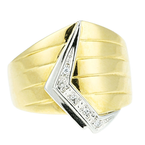 【中古】K18YG/PT900 DIAMOND RING ダイヤモンドリング D0.03ct 5.4g #14.5