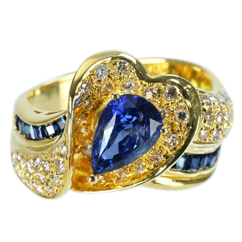 【中古】K18YG SAPPHIRE RING サファイアリング S1.73ct D0.60ct ソーティング 9.3g #14