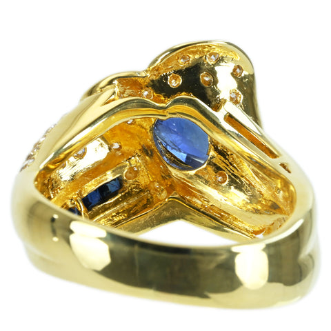 【中古】K18YG SAPPHIRE RING サファイアリング S1.73ct D0.60ct ソーティング 9.3g #14
