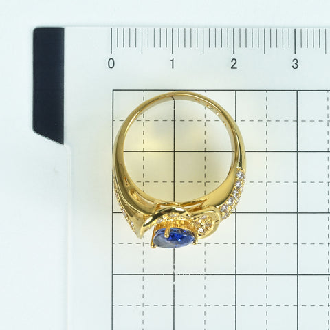 【中古】K18YG SAPPHIRE RING サファイアリング S1.73ct D0.60ct ソーティング 9.3g #14