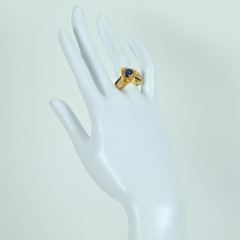 【中古】K18YG SAPPHIRE RING サファイアリング S1.73ct D0.60ct ソーティング 9.3g #14