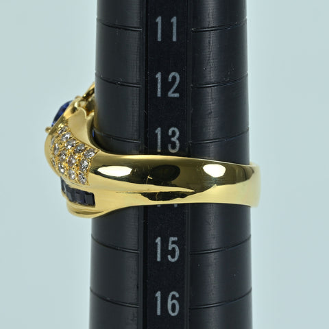 【中古】K18YG SAPPHIRE RING サファイアリング S1.73ct D0.60ct ソーティング 9.3g #14