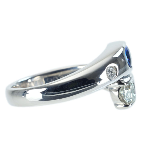 【中古】PT900 SAPPHIRE RING サファイアリング S0.43ct D0.31ct 鑑別書 7.4g #10