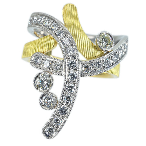 【中古】CHRISTIE PT900/K18YG DIAMOND RING ダイヤモンドリング D1.11ct 15.3g #15.5 ONE PRICE