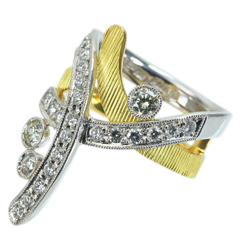 【中古】CHRISTIE PT900/K18YG DIAMOND RING ダイヤモンドリング D1.11ct 15.3g #15.5 ONE PRICE