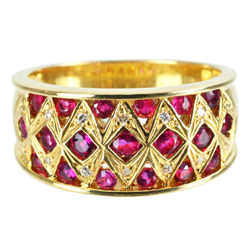 【中古】K18YG RUBYルビーリング RING R0.68ct D0.05ct 5.9g #12