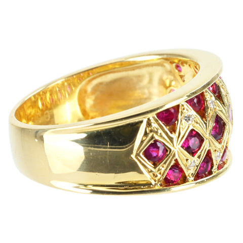 【中古】K18YG RUBYルビーリング RING R0.68ct D0.05ct 5.9g #12