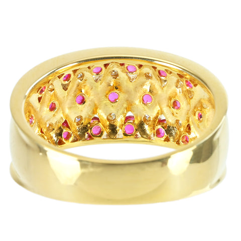 【中古】K18YG RUBYルビーリング RING R0.68ct D0.05ct 5.9g #12