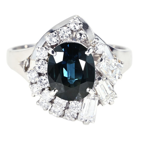 【中古】PT900 SAPPHIRE RING サファイアリング S1.83ct D0.96ct 7.6g #13.5