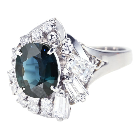 【中古】PT900 SAPPHIRE RING サファイアリング S1.83ct D0.96ct 7.6g #13.5