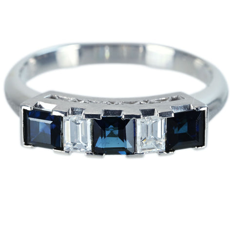 【中古】PT900 SAPPHIRE RING サファイアリング S0.96ct D0.26ct 4.6g #13