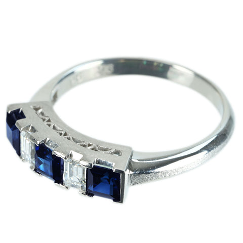 【中古】PT900 SAPPHIRE RING サファイアリング S0.96ct D0.26ct 4.6g #13