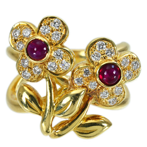 【中古】K18YG RUBY RING ルビーリング R0.48ct D0.36ct 10.3g