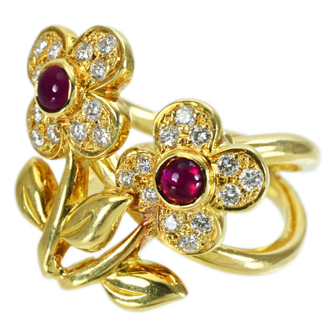【中古】K18YG RUBY RING ルビーリング R0.48ct D0.36ct 10.3g