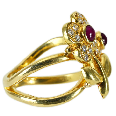 【中古】K18YG RUBY RING ルビーリング R0.48ct D0.36ct 10.3g
