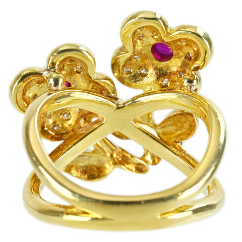 【中古】K18YG RUBY RING ルビーリング R0.48ct D0.36ct 10.3g