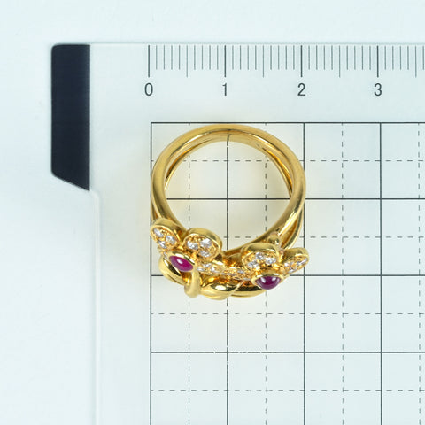 【中古】K18YG RUBY RING ルビーリング R0.48ct D0.36ct 10.3g