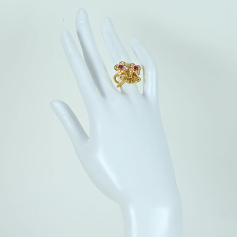 【中古】K18YG RUBY RING ルビーリング R0.48ct D0.36ct 10.3g