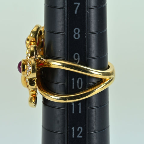 【中古】K18YG RUBY RING ルビーリング R0.48ct D0.36ct 10.3g