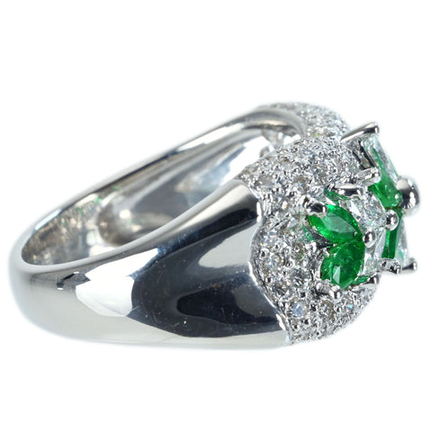 【中古】PT900 EMERALD RING エメラルドリング E0.62ct D1.30ct 11.9g #12.5