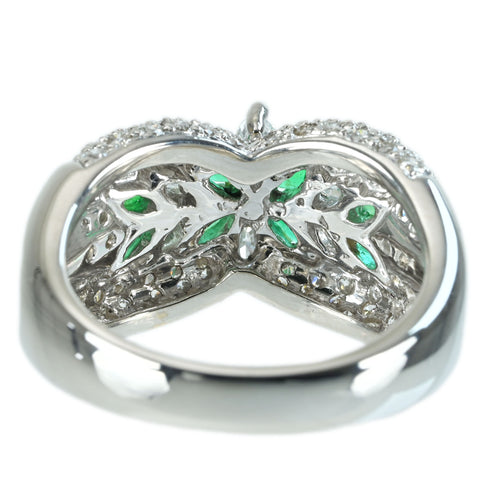 【中古】PT900 EMERALD RING エメラルドリング E0.62ct D1.30ct 11.9g #12.5