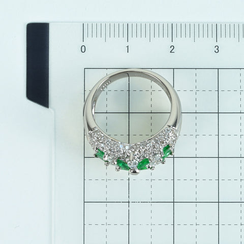 【中古】PT900 EMERALD RING エメラルドリング E0.62ct D1.30ct 11.9g #12.5