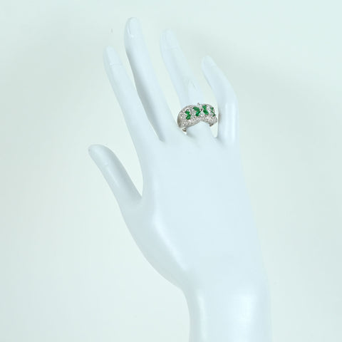 【中古】PT900 EMERALD RING エメラルドリング E0.62ct D1.30ct 11.9g #12.5