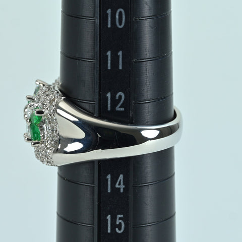 【中古】PT900 EMERALD RING エメラルドリング E0.62ct D1.30ct 11.9g #12.5