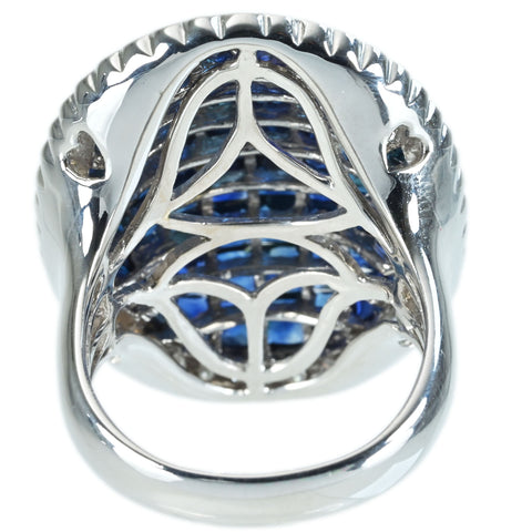 【中古】K18WG SAPPHIRE RING サファイア インヴィジブルセッティング リング S8.25ct D0.55ct 15.4g #16.5