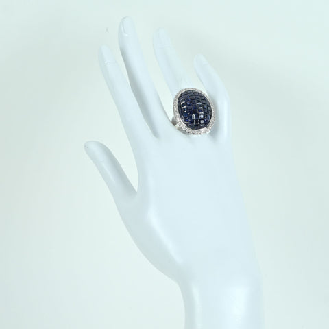 【中古】K18WG SAPPHIRE RING サファイア インヴィジブルセッティング リング S8.25ct D0.55ct 15.4g #16.5
