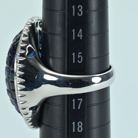 【中古】K18WG SAPPHIRE RING サファイア インヴィジブルセッティング リング S8.25ct D0.55ct 15.4g #16.5