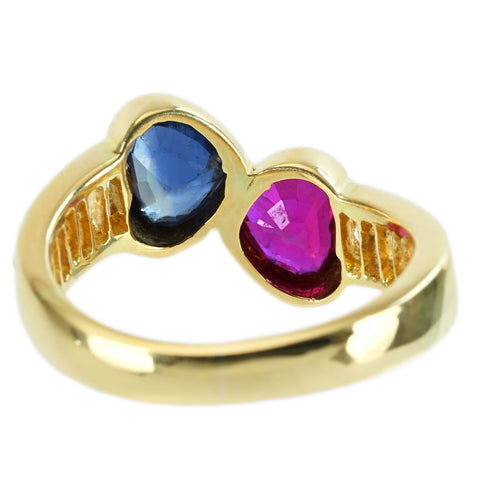 【中古】K18YG RUBY SPPHIRE RING ハート ルビー/サファイアリング R0.74ct S0.66ct D0.59ct 4.2g #8.5