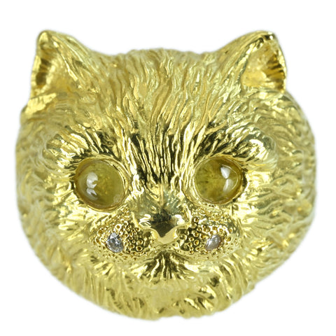 [Pre-owned] K18YG CATS EYE RING Cat's Eye Ring CE0.02ct 6.0g #8 