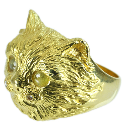 [Pre-owned] K18YG CATS EYE RING Cat's Eye Ring CE0.02ct 6.0g #8 