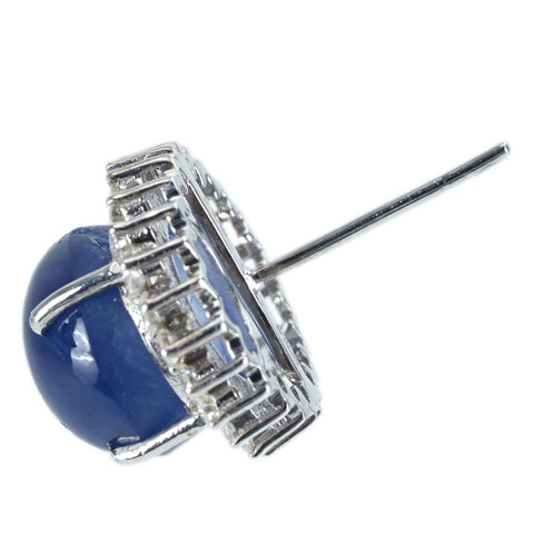 【中古】K18WG STAR SAPPHIRE EARRING スターサファイアピアス SS10.30ct × 2 D0.90ct 9.1g