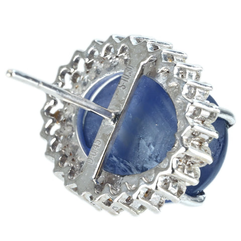 【中古】K18WG STAR SAPPHIRE EARRING スターサファイアピアス SS10.30ct × 2 D0.90ct 9.1g